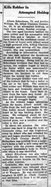 Kills Robber in Attempted Holdup - The Loyal Tribune, Loyal, Clark Co. Wisconsin, TH Dec 5 1935